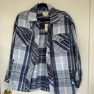Aerie Blue Flannel Shacket Womens Sz Small NWT